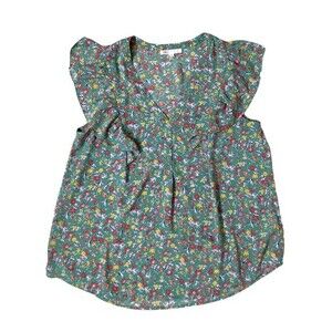 DR2 blouse floral ruffle lightweight flowy size Large